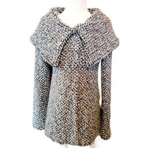 Vintage Anthropologie Odille Wool Jacket Blue Heathered Women 6 Winter Warm Knit